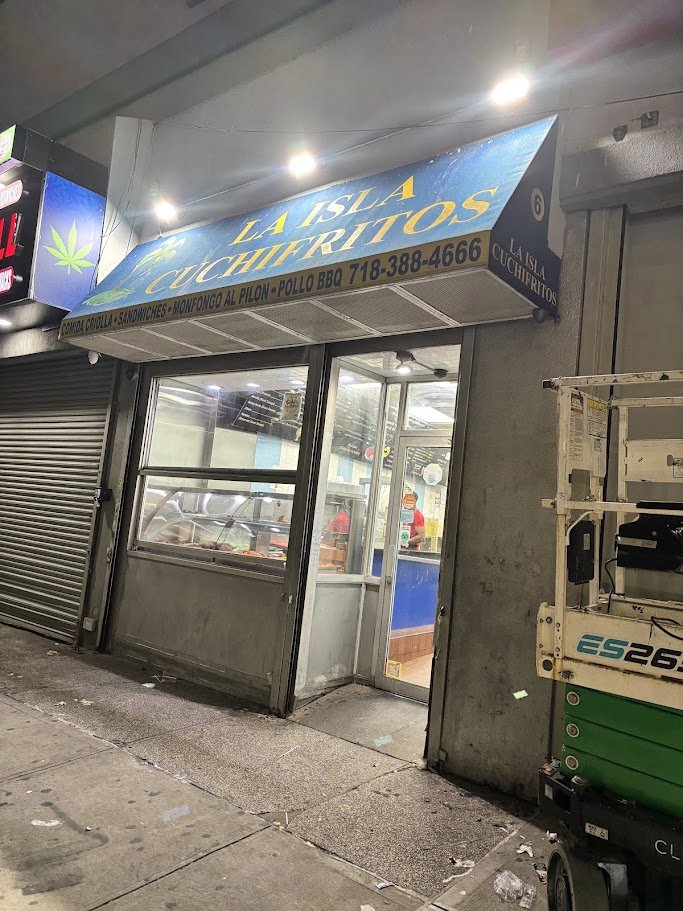 Front view of a Brooklyn Puerto Rican restaurant.