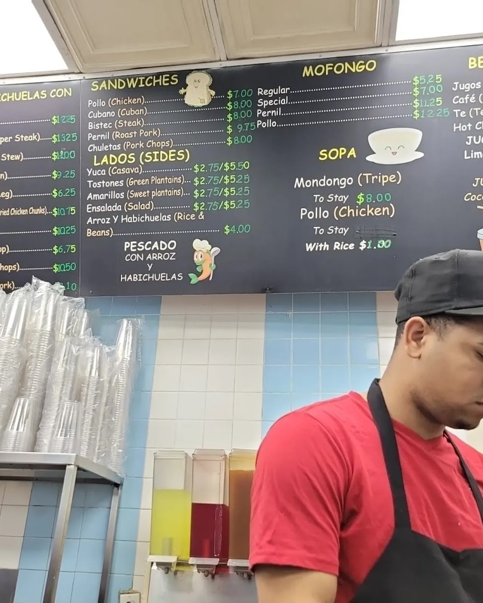 Food menu with chicken, pork, and soups.